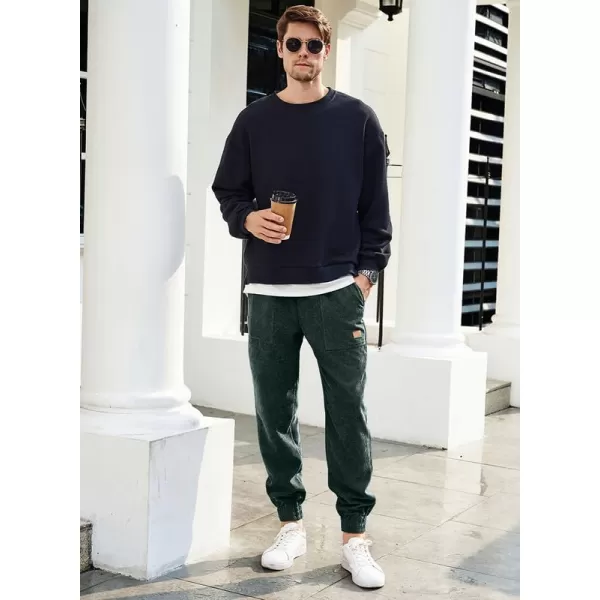 JMIERR Mens Corduroy Joggers Pants Casual Cargo Pants Drawstring Elastic Waist Baggy Tapered Sweatpants with Pockets