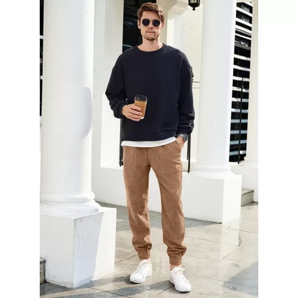 JMIERR Mens Corduroy Joggers Pants Casual Cargo Pants Drawstring Elastic Waist Baggy Tapered Sweatpants with Pockets