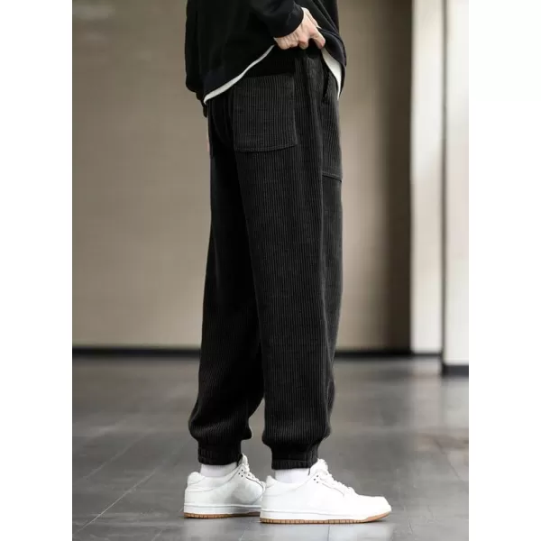 JMIERR Mens Corduroy Joggers Pants Casual Cargo Pants Drawstring Elastic Waist Baggy Tapered Sweatpants with Pockets