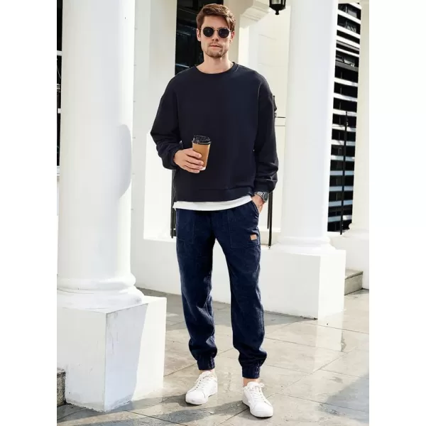 JMIERR Mens Corduroy Joggers Pants Casual Cargo Pants Drawstring Elastic Waist Baggy Tapered Sweatpants with Pockets