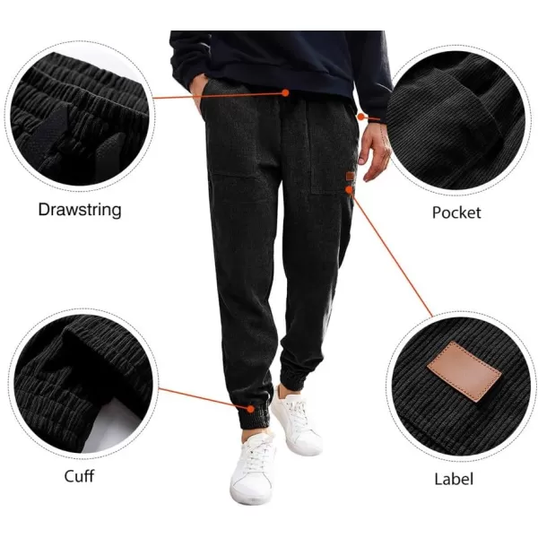 JMIERR Mens Corduroy Joggers Pants Casual Cargo Pants Drawstring Elastic Waist Baggy Tapered Sweatpants with Pockets