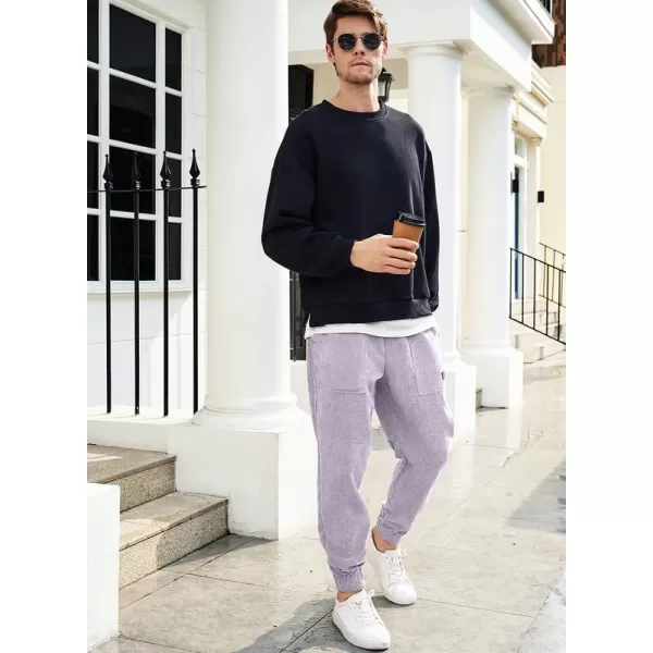 JMIERR Mens Corduroy Joggers Pants Casual Cargo Pants Drawstring Elastic Waist Baggy Tapered Sweatpants with Pockets
