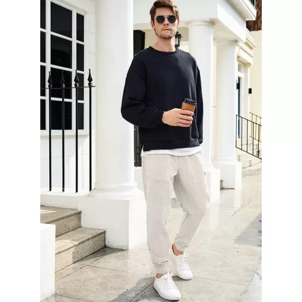 JMIERR Mens Corduroy Joggers Pants Casual Cargo Pants Drawstring Elastic Waist Baggy Tapered Sweatpants with Pockets