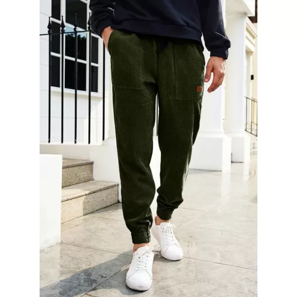 JMIERR Mens Corduroy Joggers Pants Casual Cargo Pants Drawstring Elastic Waist Baggy Tapered Sweatpants with Pockets