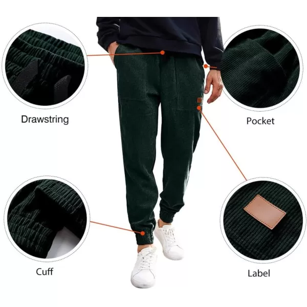 JMIERR Mens Corduroy Joggers Pants Casual Cargo Pants Drawstring Elastic Waist Baggy Tapered Sweatpants with Pockets