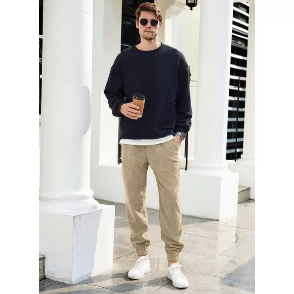 JMIERR Mens Corduroy Joggers Pants Casual Cargo Pants Drawstring Elastic Waist Baggy Tapered Sweatpants with Pockets