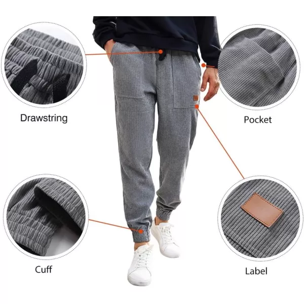 JMIERR Mens Corduroy Joggers Pants Casual Cargo Pants Drawstring Elastic Waist Baggy Tapered Sweatpants with Pockets