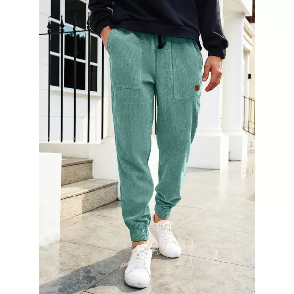 JMIERR Mens Corduroy Joggers Pants Casual Cargo Pants Drawstring Elastic Waist Baggy Tapered Sweatpants with Pockets