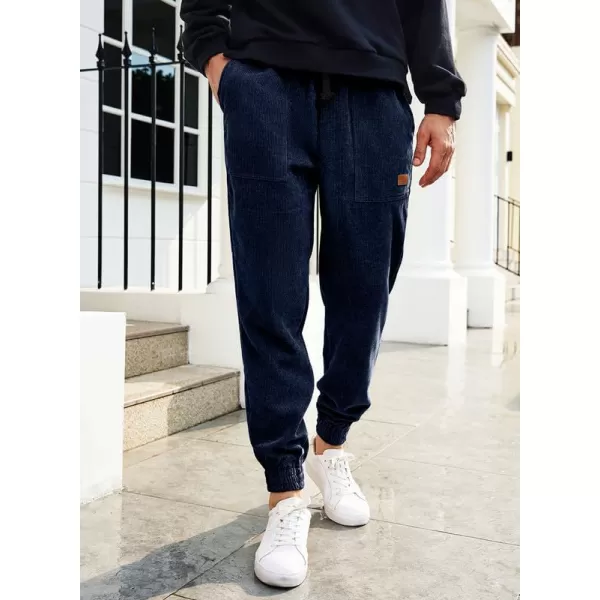 JMIERR Mens Corduroy Joggers Pants Casual Cargo Pants Drawstring Elastic Waist Baggy Tapered Sweatpants with Pockets