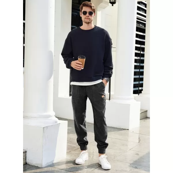 JMIERR Mens Corduroy Joggers Pants Casual Cargo Pants Drawstring Elastic Waist Baggy Tapered Sweatpants with Pockets