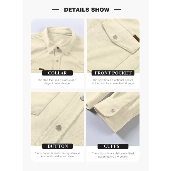 JMIERR Men's Corduroy Shirts - Casual Western Long Sleeve Button Down Lightweight Shacket Jackets with 2 Flap Pocket
