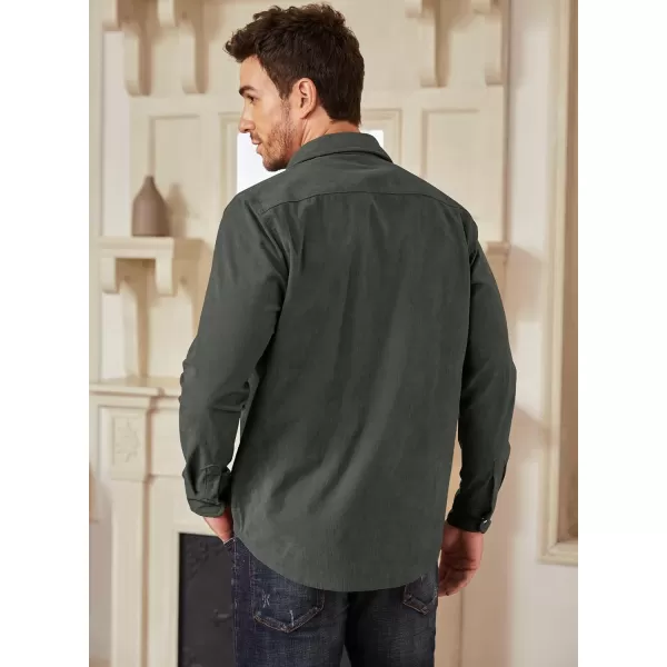 JMIERR Men's Corduroy Shirts - Casual Western Long Sleeve Button Down Lightweight Shacket Jackets with 2 Flap Pocket