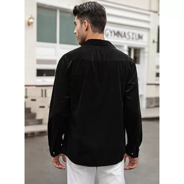 JMIERR Men's Corduroy Shirts - Casual Western Long Sleeve Button Down Lightweight Shacket Jackets with 2 Flap Pocket