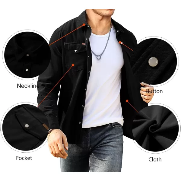 JMIERR Men's Corduroy Shirts - Casual Western Long Sleeve Button Down Lightweight Shacket Jackets with 2 Flap Pocket