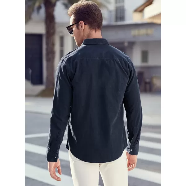 JMIERR Men's Corduroy Shirts - Casual Western Long Sleeve Button Down Lightweight Shacket Jackets with 2 Flap Pocket