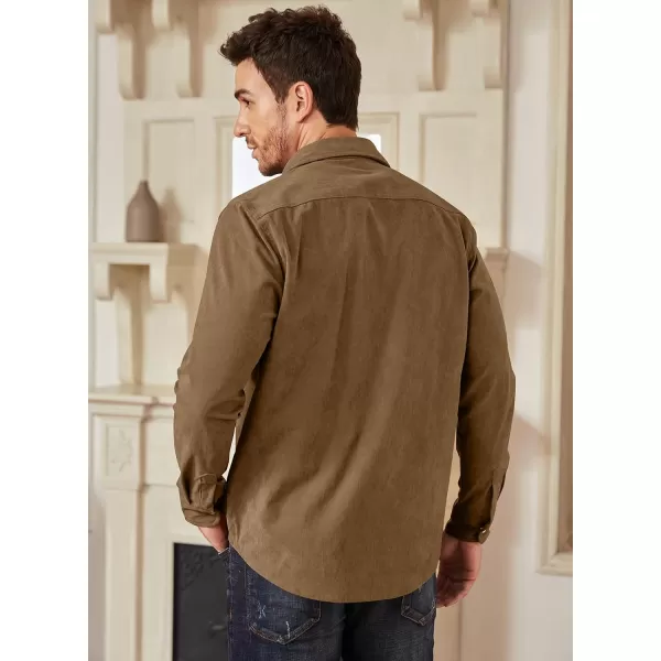 JMIERR Men's Corduroy Shirts - Casual Western Long Sleeve Button Down Lightweight Shacket Jackets with 2 Flap Pocket