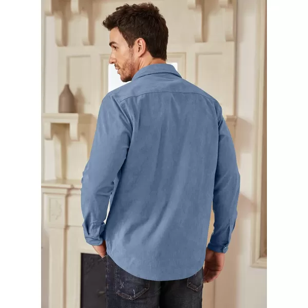 JMIERR Men's Corduroy Shirts - Casual Western Long Sleeve Button Down Lightweight Shacket Jackets with 2 Flap Pocket
