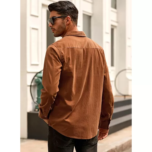 JMIERR Men's Corduroy Shirts - Casual Western Long Sleeve Button Down Lightweight Shacket Jackets with 2 Flap Pocket
