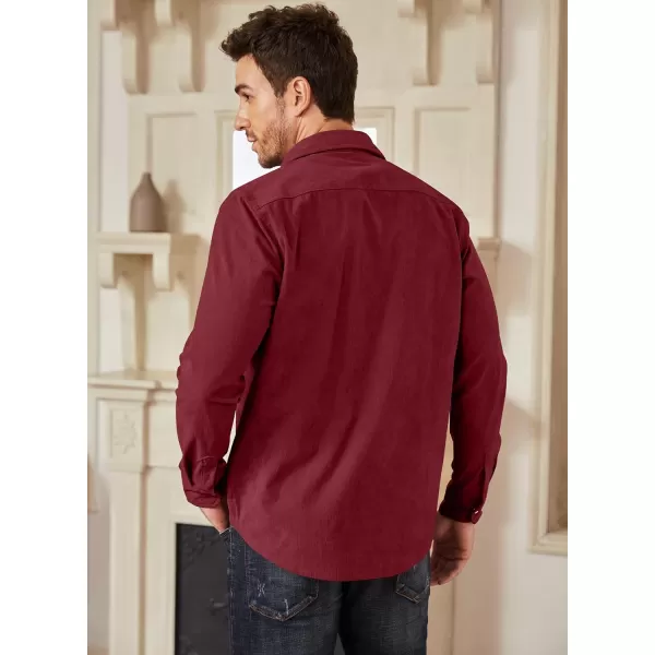 JMIERR Men's Corduroy Shirts - Casual Western Long Sleeve Button Down Lightweight Shacket Jackets with 2 Flap Pocket