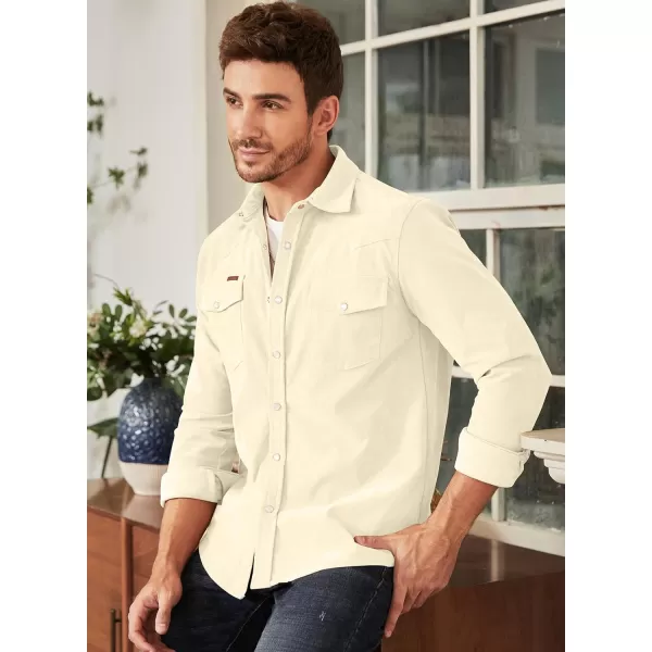 JMIERR Men's Corduroy Shirts - Casual Western Long Sleeve Button Down Lightweight Shacket Jackets with 2 Flap Pocket