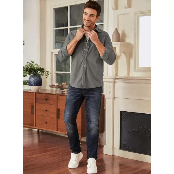 JMIERR Men's Corduroy Shirts - Casual Western Long Sleeve Button Down Lightweight Shacket Jackets with 2 Flap Pocket