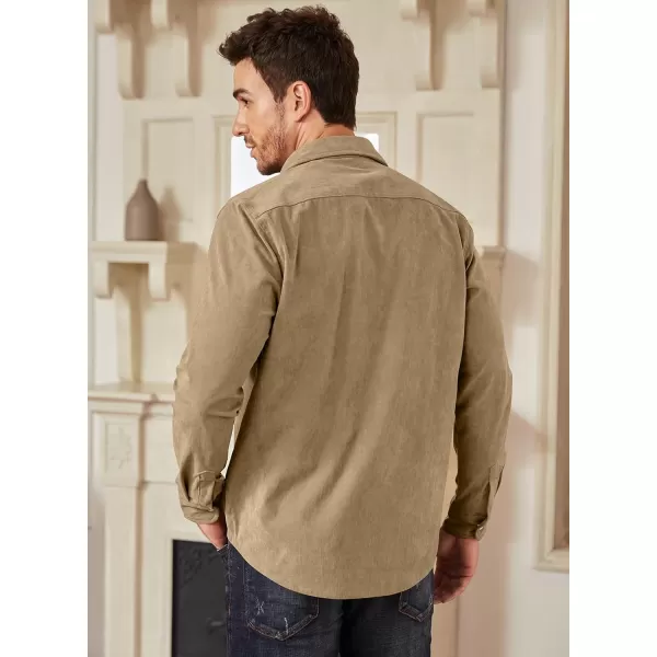 JMIERR Men's Corduroy Shirts - Casual Western Long Sleeve Button Down Lightweight Shacket Jackets with 2 Flap Pocket