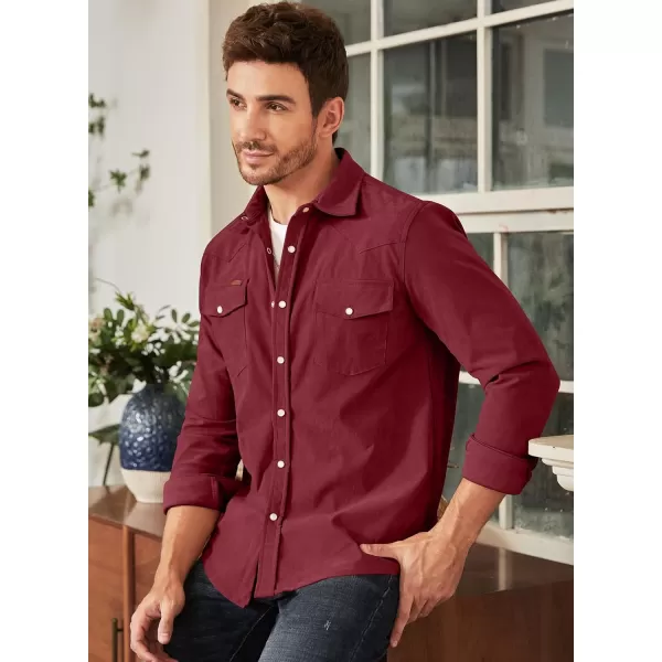JMIERR Men's Corduroy Shirts - Casual Western Long Sleeve Button Down Lightweight Shacket Jackets with 2 Flap Pocket