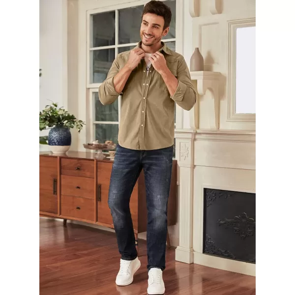 JMIERR Men's Corduroy Shirts - Casual Western Long Sleeve Button Down Lightweight Shacket Jackets with 2 Flap Pocket