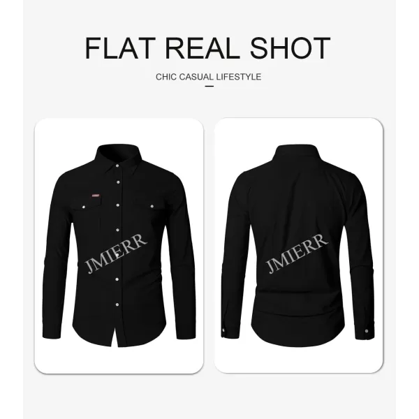 JMIERR Men's Corduroy Shirts - Casual Western Long Sleeve Button Down Lightweight Shacket Jackets with 2 Flap Pocket