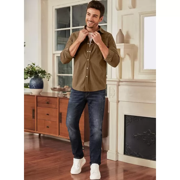 JMIERR Men's Corduroy Shirts - Casual Western Long Sleeve Button Down Lightweight Shacket Jackets with 2 Flap Pocket