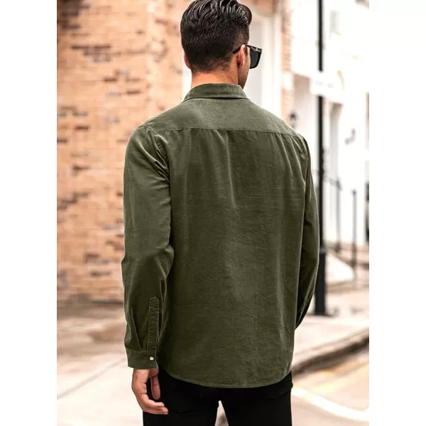 JMIERR Men's Corduroy Shirts - Casual Western Long Sleeve Button Down Lightweight Shacket Jackets with 2 Flap Pocket