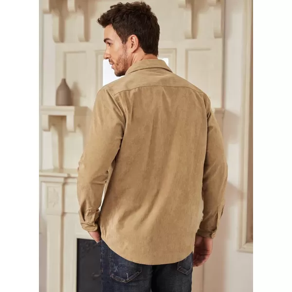 JMIERR Men's Corduroy Shirts - Casual Western Long Sleeve Button Down Lightweight Shacket Jackets with 2 Flap Pocket
