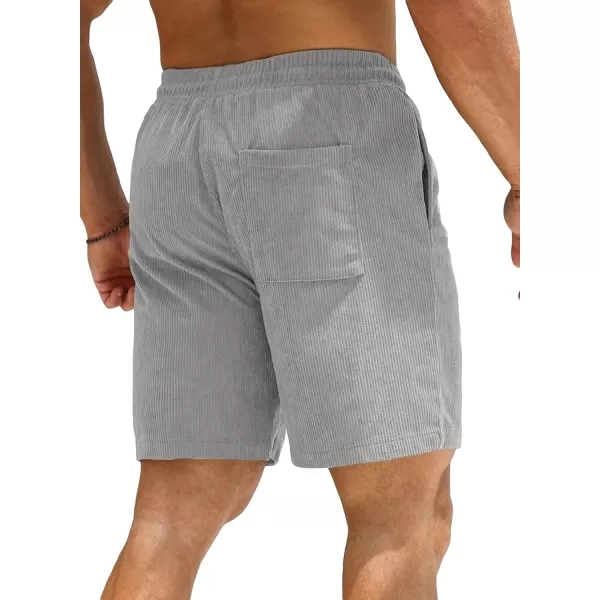 JMIERR Men's Corduroy Shorts Casual Elastic Waist Drawstring Lightweight Summer Beach Shorts