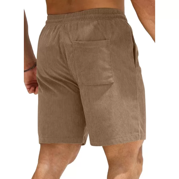 JMIERR Men's Corduroy Shorts Casual Elastic Waist Drawstring Lightweight Summer Beach Shorts