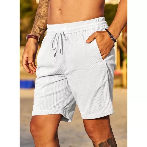 JMIERR Men's Corduroy Shorts Casual Elastic Waist Drawstring Lightweight Summer Beach Shorts