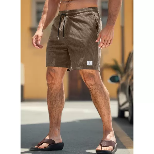 JMIERR Men's Corduroy Shorts Casual Elastic Waist Drawstring Lightweight Summer Beach Shorts