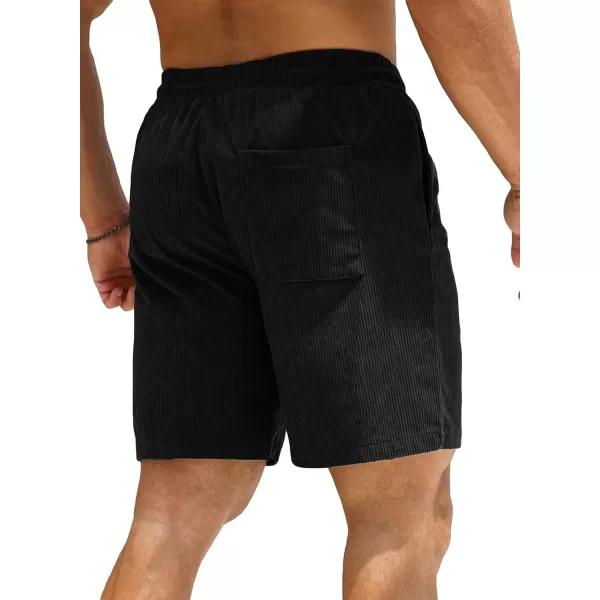 JMIERR Men's Corduroy Shorts Casual Elastic Waist Drawstring Lightweight Summer Beach Shorts