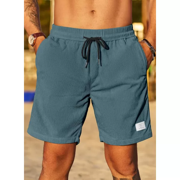 JMIERR Men's Corduroy Shorts Casual Elastic Waist Drawstring Lightweight Summer Beach Shorts