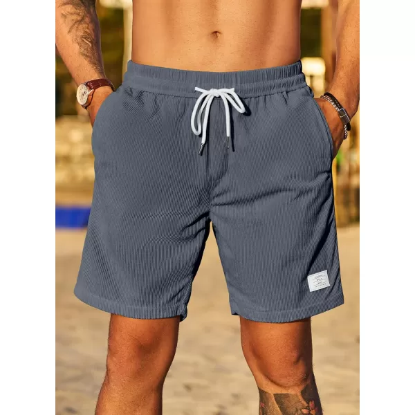 JMIERR Men's Corduroy Shorts Casual Elastic Waist Drawstring Lightweight Summer Beach Shorts