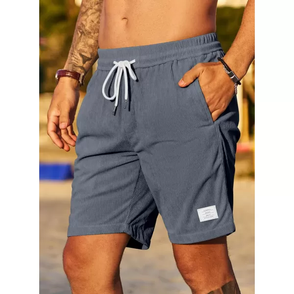 JMIERR Men's Corduroy Shorts Casual Elastic Waist Drawstring Lightweight Summer Beach Shorts