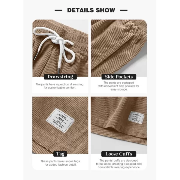 JMIERR Men's Corduroy Shorts Casual Elastic Waist Drawstring Lightweight Summer Beach Shorts