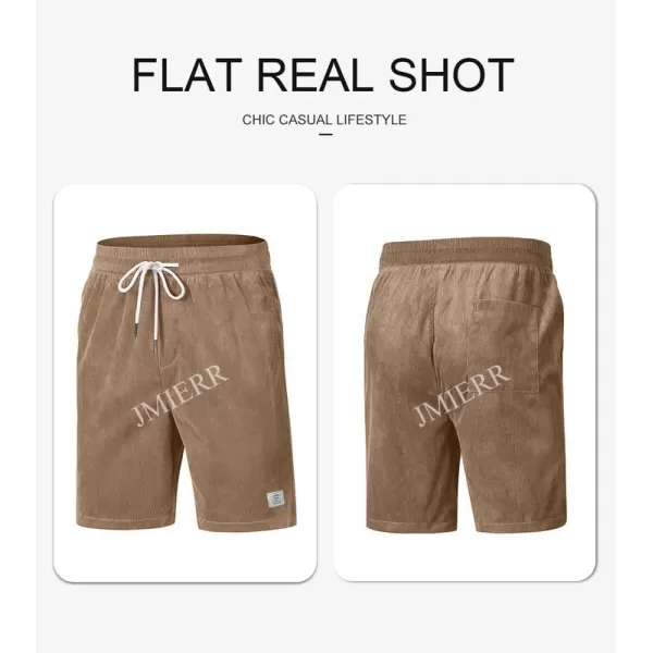 JMIERR Men's Corduroy Shorts Casual Elastic Waist Drawstring Lightweight Summer Beach Shorts
