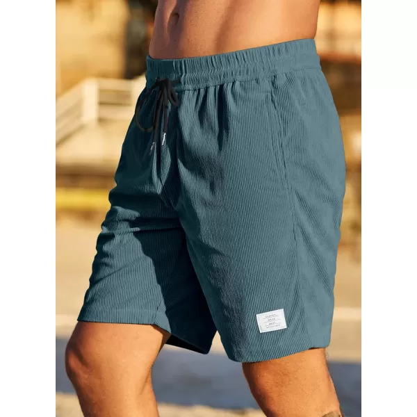 JMIERR Men's Corduroy Shorts Casual Elastic Waist Drawstring Lightweight Summer Beach Shorts