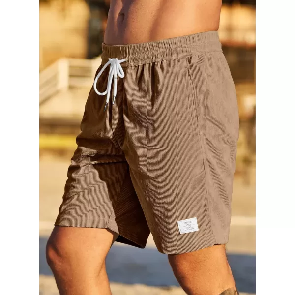 JMIERR Men's Corduroy Shorts Casual Elastic Waist Drawstring Lightweight Summer Beach Shorts