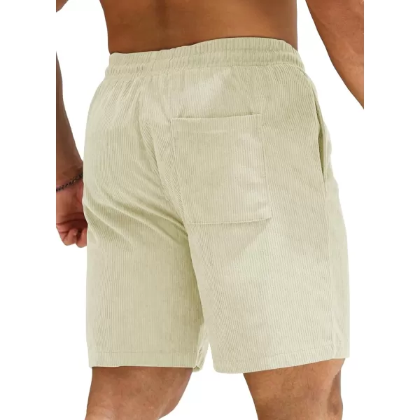 JMIERR Men's Corduroy Shorts Casual Elastic Waist Drawstring Lightweight Summer Beach Shorts