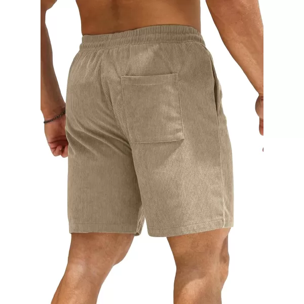 JMIERR Men's Corduroy Shorts Casual Elastic Waist Drawstring Lightweight Summer Beach Shorts