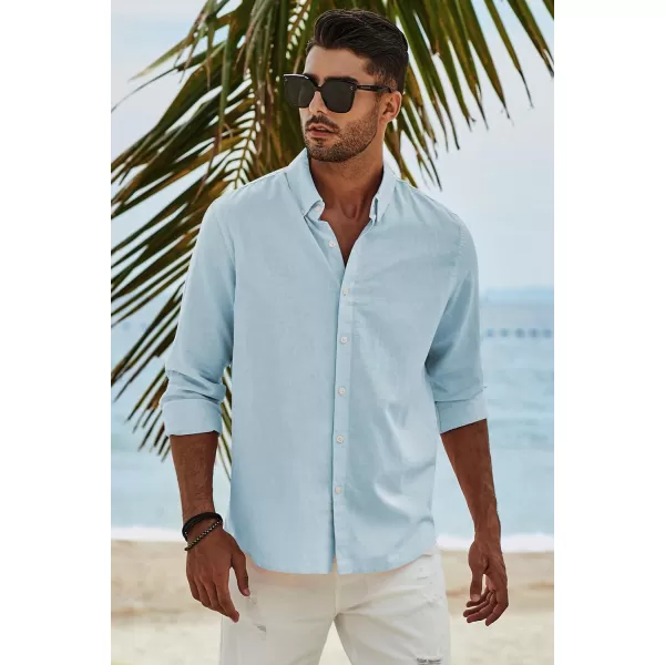 JMIERR Men's Cotton Linen Button Down Shirt Casual Stylish Long Sleeve Business Dress Shirts