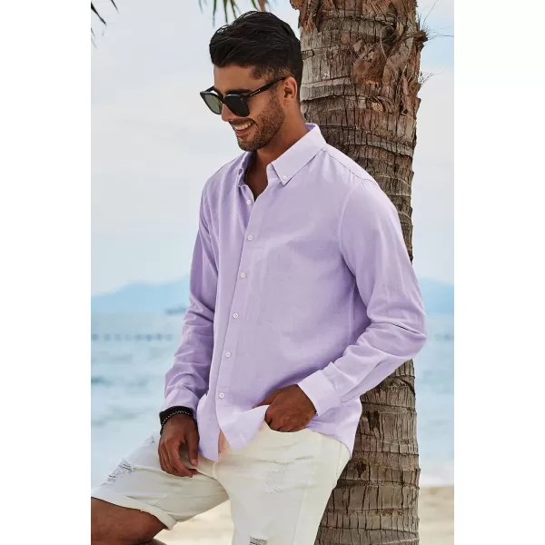 JMIERR Men's Cotton Linen Button Down Shirt Casual Stylish Long Sleeve Business Dress Shirts