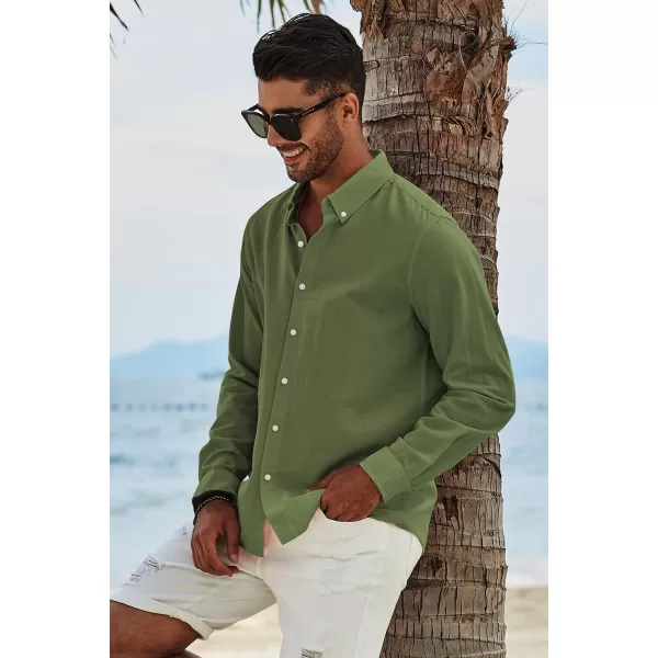 JMIERR Men's Cotton Linen Button Down Shirt Casual Stylish Long Sleeve Business Dress Shirts