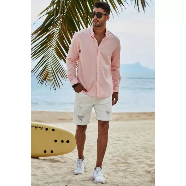 JMIERR Men's Cotton Linen Button Down Shirt Casual Stylish Long Sleeve Business Dress Shirts